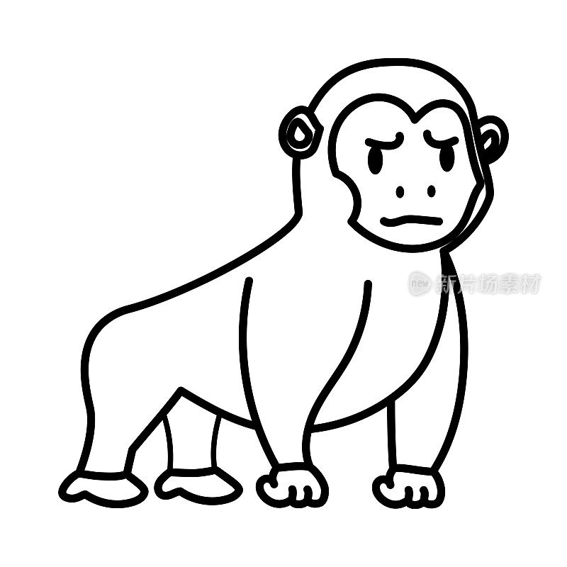 Isolated cartoon of a gorilla